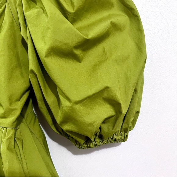 NWT Toccin Front-Tie Bubble Hem Poplin Blouse in Cactus Green MSRP$265 - Picture 6 of 16